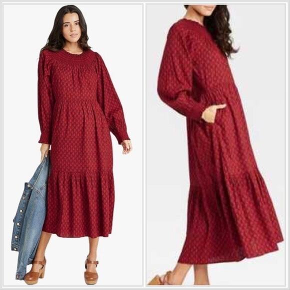 Universal Thread Tiered Midi Dress Prairie Boho Medium - Picture 1 of 11
